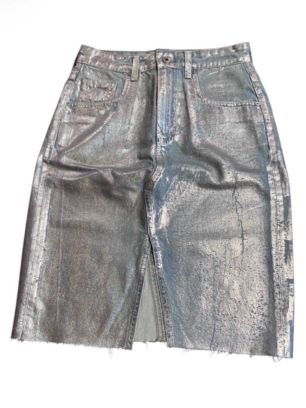 AG Adriano Goldschmied Denim Pencil Skirt Size 27 Foil Print